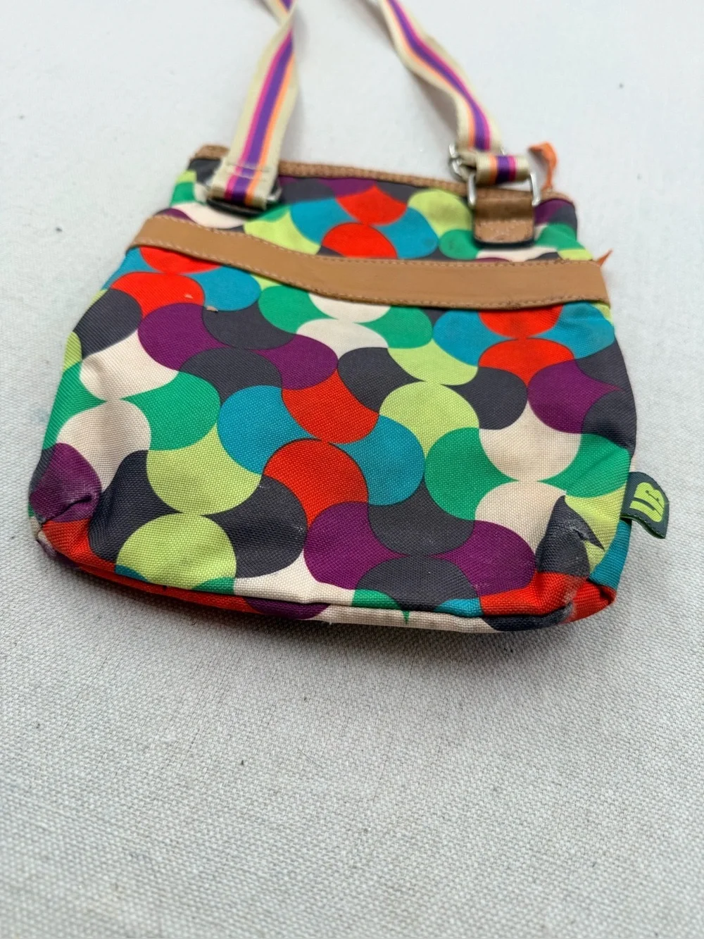Multi-Color Patterned Crossbody Bag with Stripe Strap by Lily Bloom
